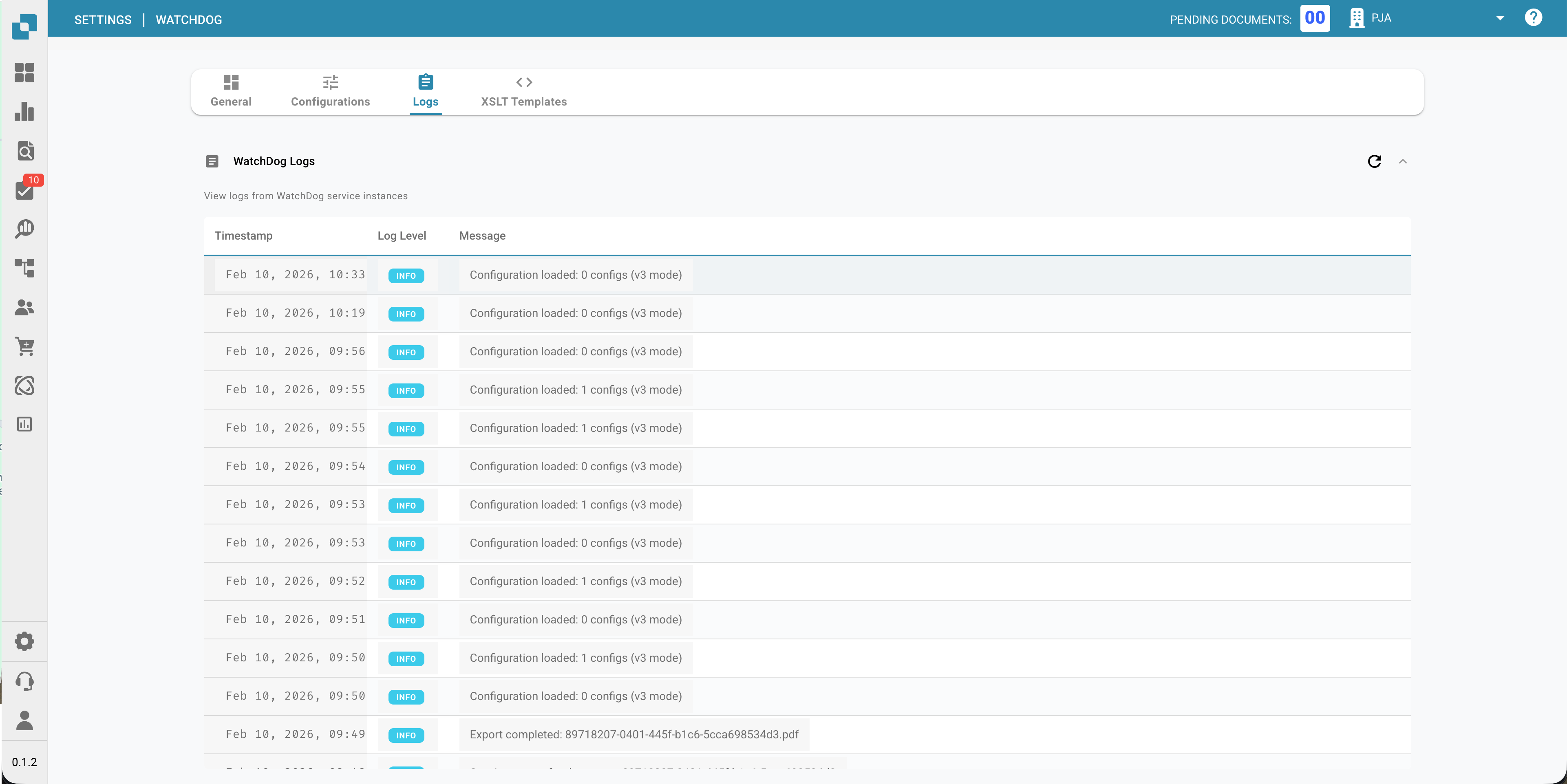 WatchDog Details exportconfiguratie