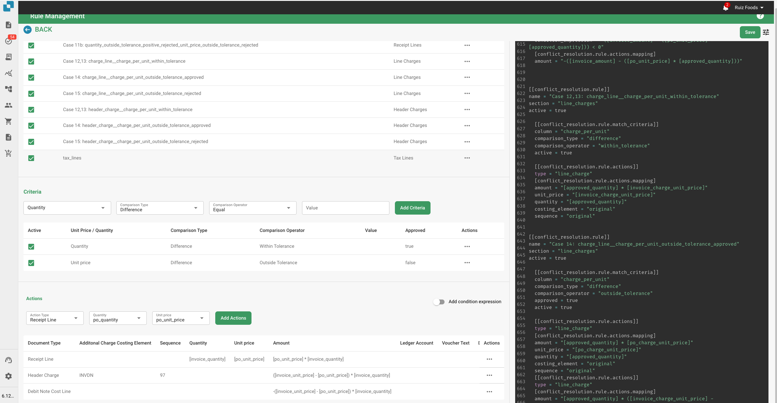 Docbits Rule Editing Detail